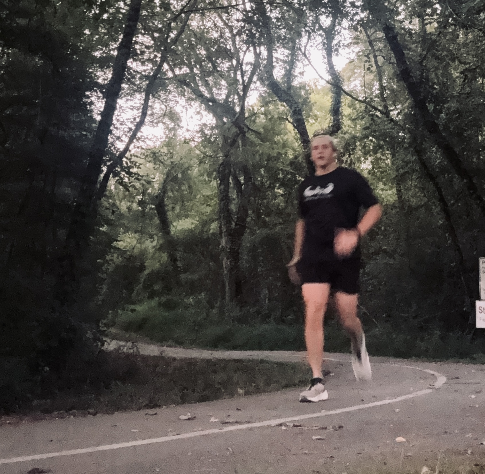 Running a tempo interval on the trail
